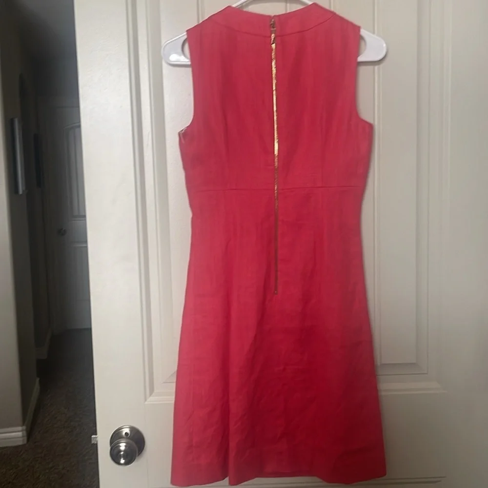 Kate Spade Edith Pink Embellished Linen Blend Dress Sz 0